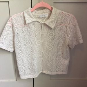 Oak and Fort White Button Up Tee